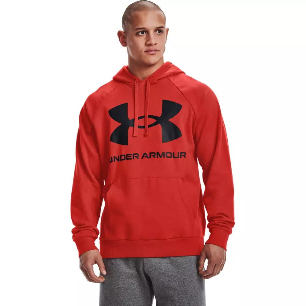 Red under armour hoodie with hot sale black logo